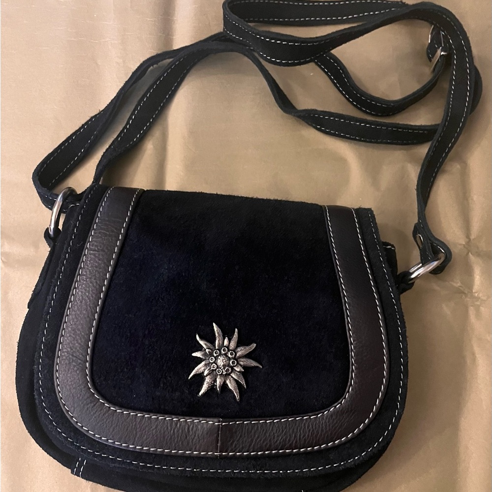 Traditional Black Leather purse to wear w/ Dirndl